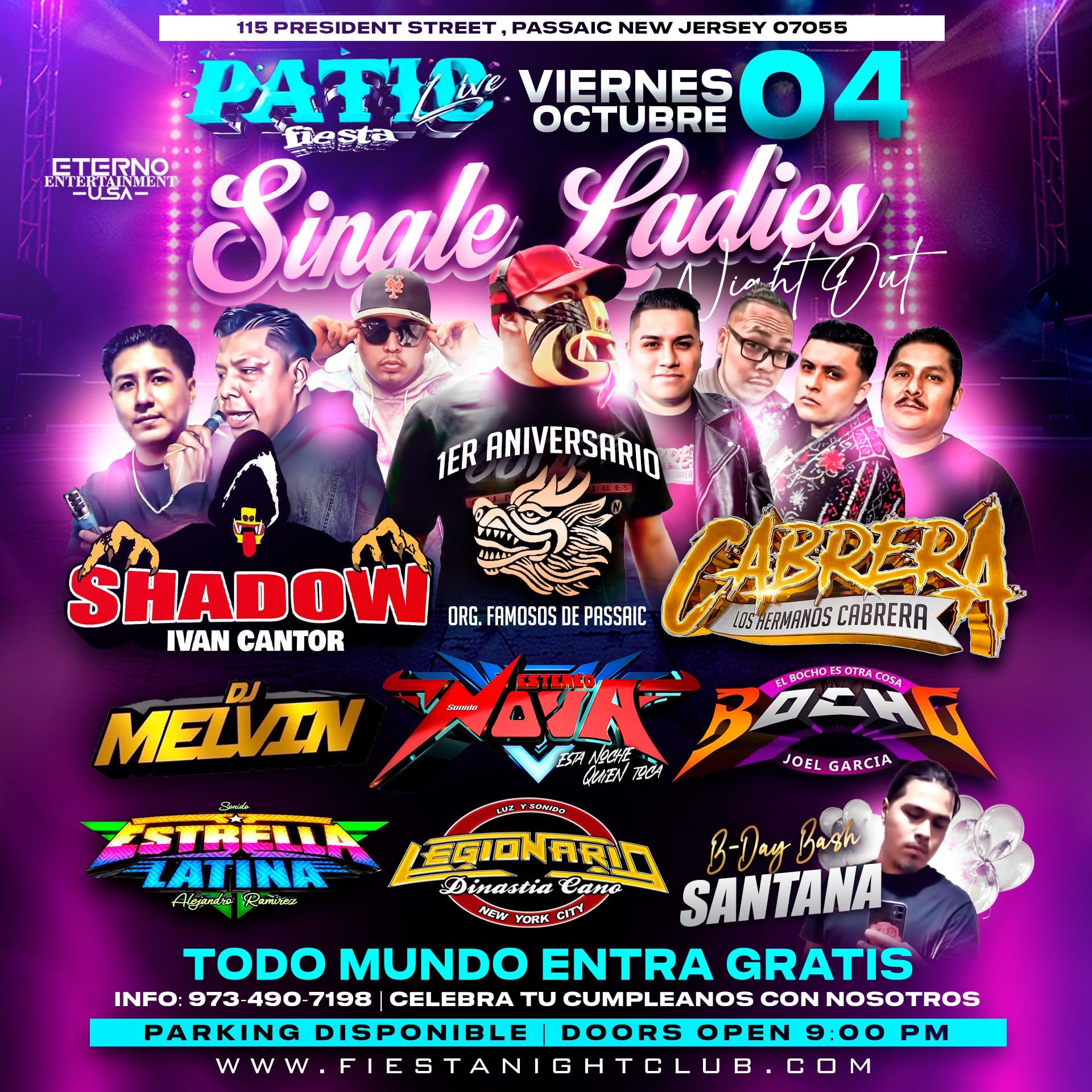 Buy tickets for SHADOW IVAN CANTOR, LOS HERMANOS CABRERA, DJ MELVIN, ESTEREO NOVA, BOCHO, ESTRELLA LATINA, LEGIONARIO SHADOW IVAN CANTOR, LOS HERMANOS CABRERA, DJ MELVIN, ESTEREO NOVA, BOCHO, ESTRELLA LATINA, LEGIONARIO