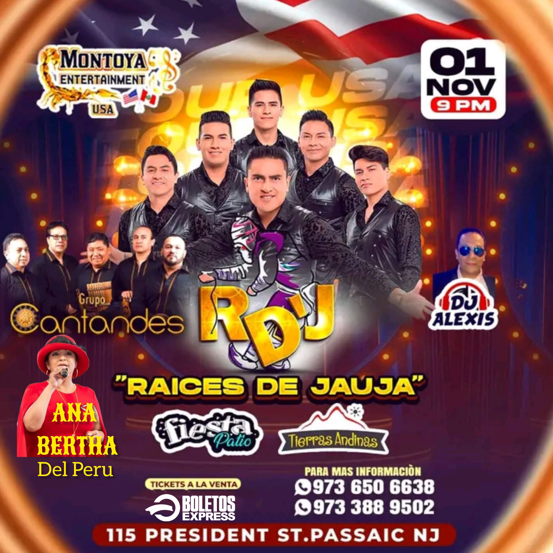 Buy tickets for RAICES DE JAUJA, CANTANDES, ANA BERTHA DEL PERU, DJ ALEXIS RAICES DE JAUJA, CANTANDES, ANA BERTHA DEL PERU, DJ ALEXIS