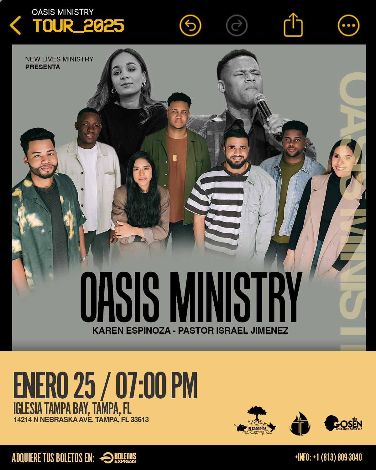 Buy tickets for OASIS MINISTRY OASIS MINISTRY