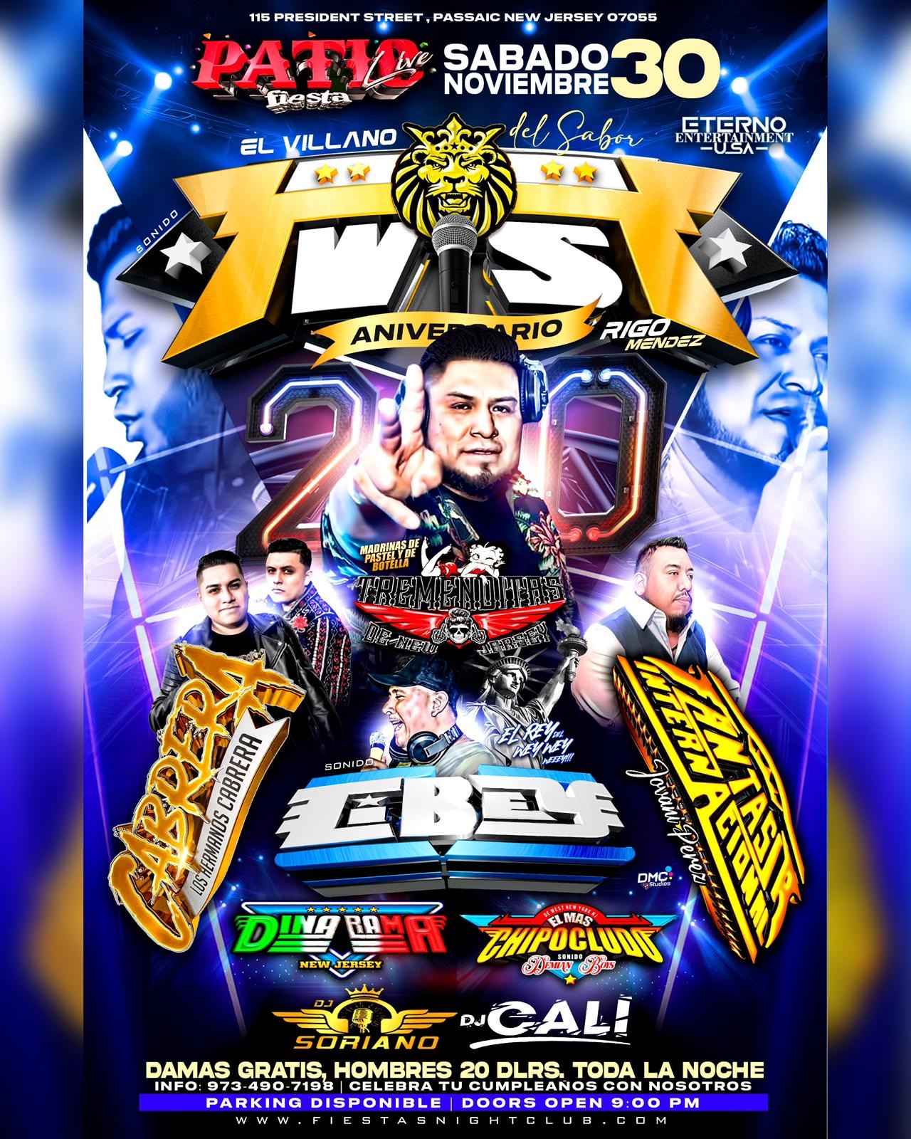 Buy tickets for SONIDO TWIST, CIBEY, FANTASÍA INTERNACIONAL, HERMANOS CABRERA, DINARAMA, DEMIAN BOYS, DJ SORIANO, DJ CALI SONIDO TWIST, CIBEY, FANTASÍA INTERNACIONAL, HERMANOS CABRERA, DINARAMA, DEMIAN BOYS, DJ SORIANO, DJ CALI