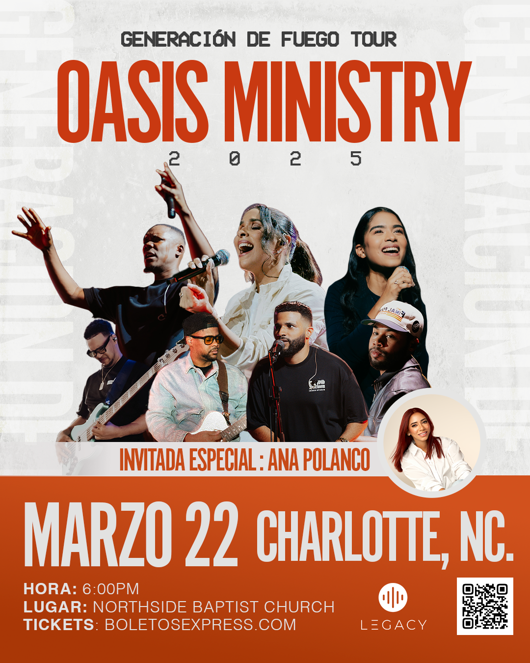 Buy tickets for OASIS MINISTRY - GENERACION DE FUEGO CHARLOTTE OASIS MINISTRY - GENERACION DE FUEGO CHARLOTTE