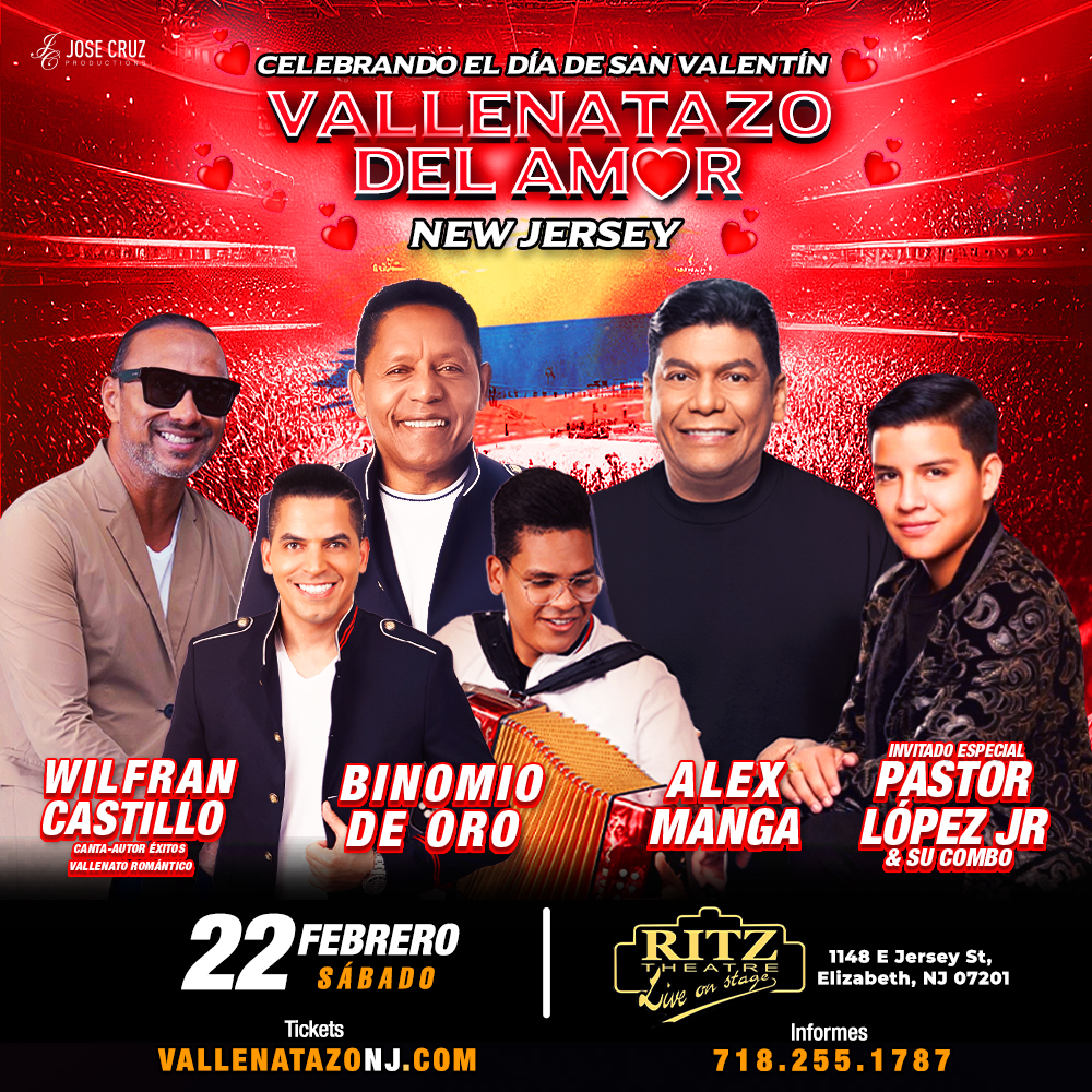 Buy tickets for VALLENATAZO DEL AMOR EN ELIZABETH, NJ VALLENATAZO DEL AMOR EN ELIZABETH, NJ