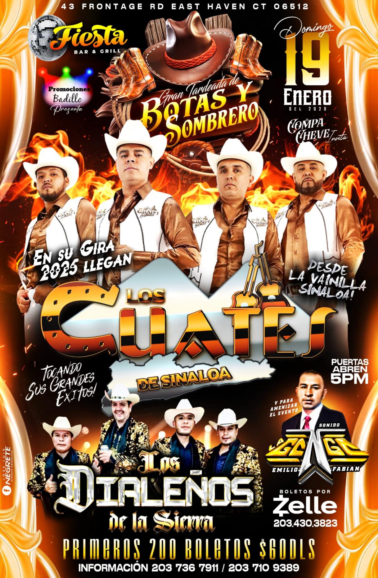 Buy tickets for TARDEADA DE BOTAS Y SOMBREROS CON LOS CUATES DE SINALOA. TARDEADA DE BOTAS Y SOMBREROS CON LOS CUATES DE SINALOA.