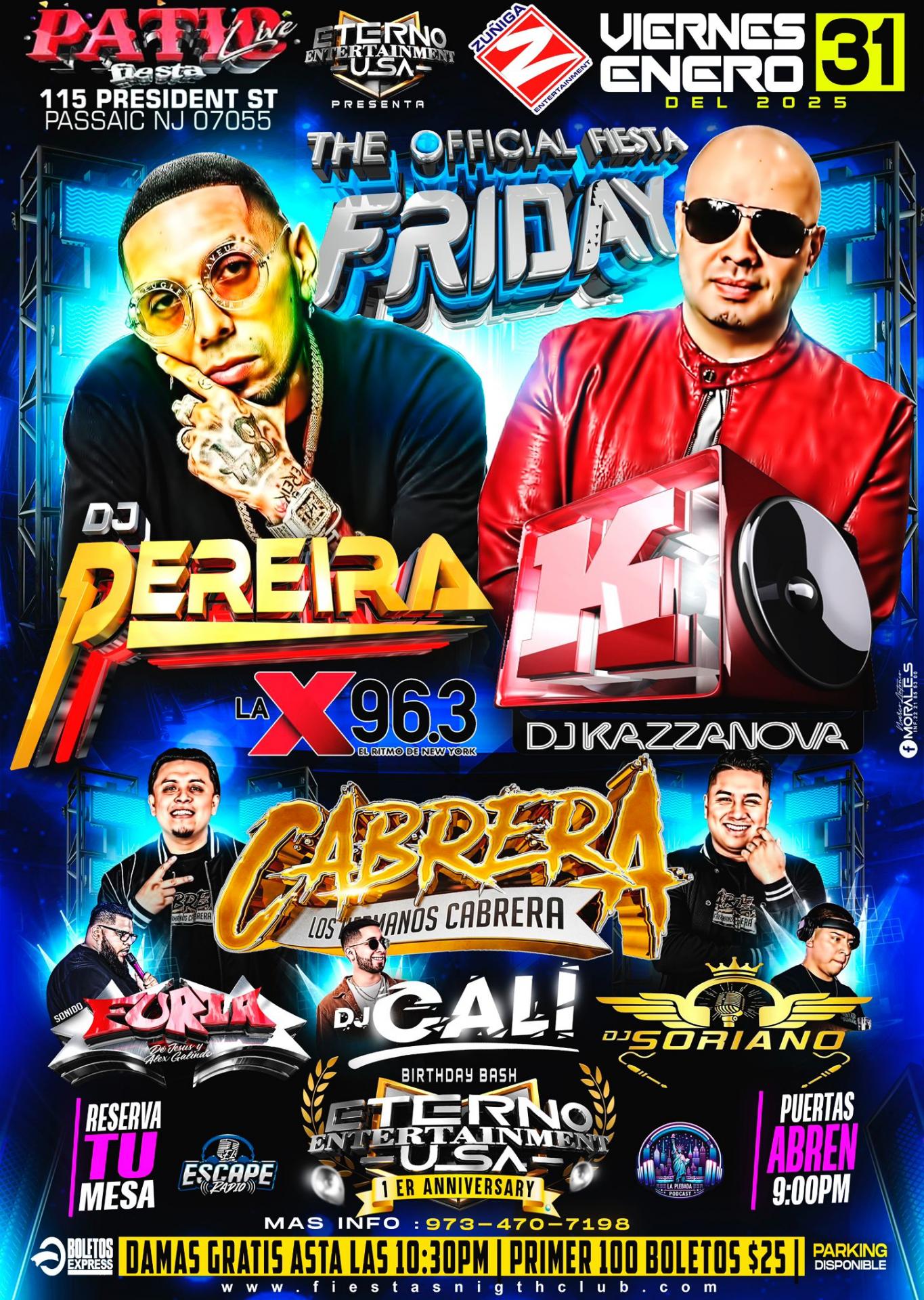 Buy tickets for DJ PEREIRA, DJ KAZZANOVA, LOS HERMANOS CABRERA, DJ FURIA, DJ CALI, DJ SORIANO, DJ ETERNO DJ PEREIRA, DJ KAZZANOVA, LOS HERMANOS CABRERA, DJ FURIA, DJ CALI, DJ SORIANO, DJ ETERNO