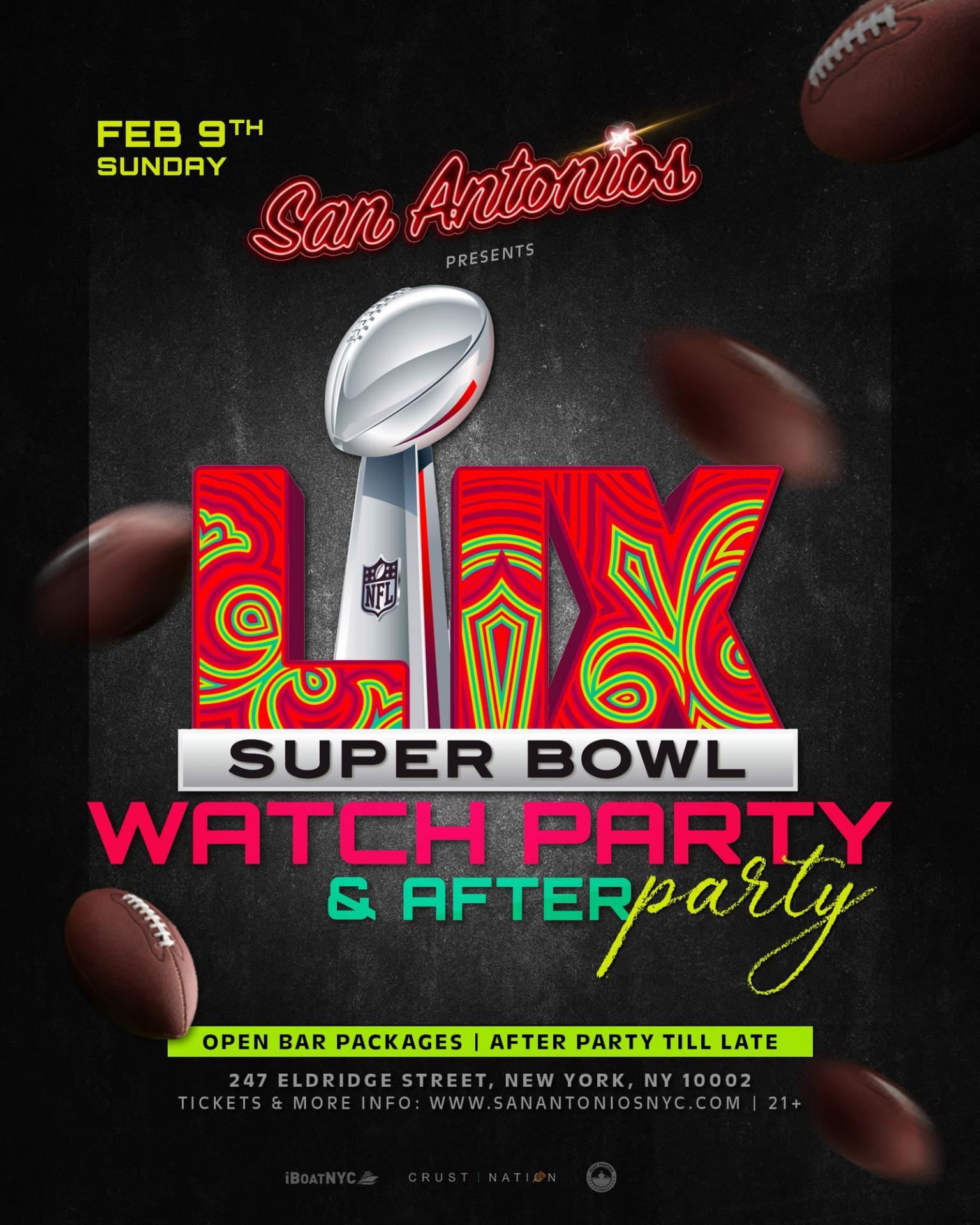 2025 Big Game Super Bowl LIX Sunday Watch Party Lower East Side NYC