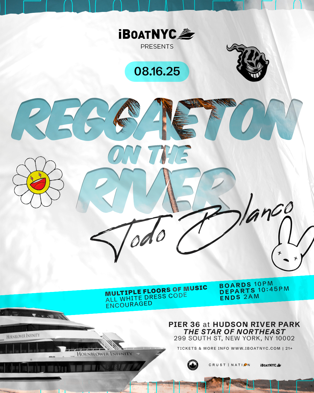 All White All Night Latin & Reggaeton Todo Blanco Boat Party Yacht Cruise