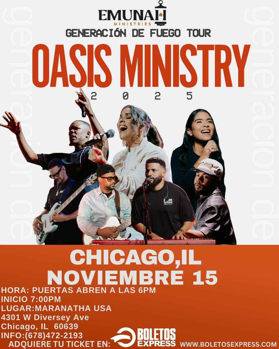 Buy tickets for GENERACION DE FUEGO-OASIS MINISTRY TOUR 2025 GENERACION DE FUEGO-OASIS MINISTRY TOUR 2025