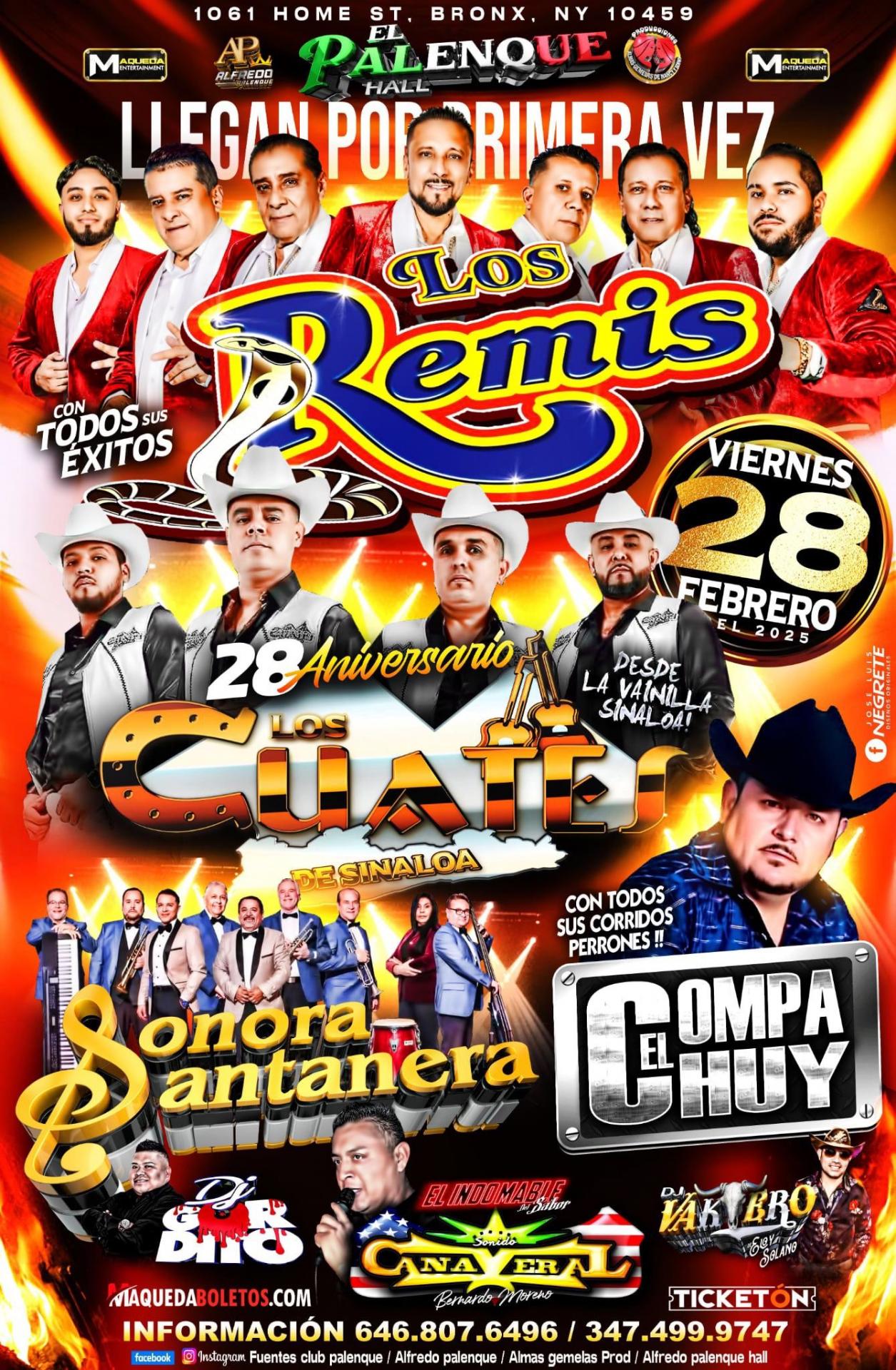Buy tickets for LOS CUATES DE SINALOA, LOS REMIS, EL COMPA CHUY & SONORA SANTANERA LOS CUATES DE SINALOA, LOS REMIS, EL COMPA CHUY & SONORA SANTANERA