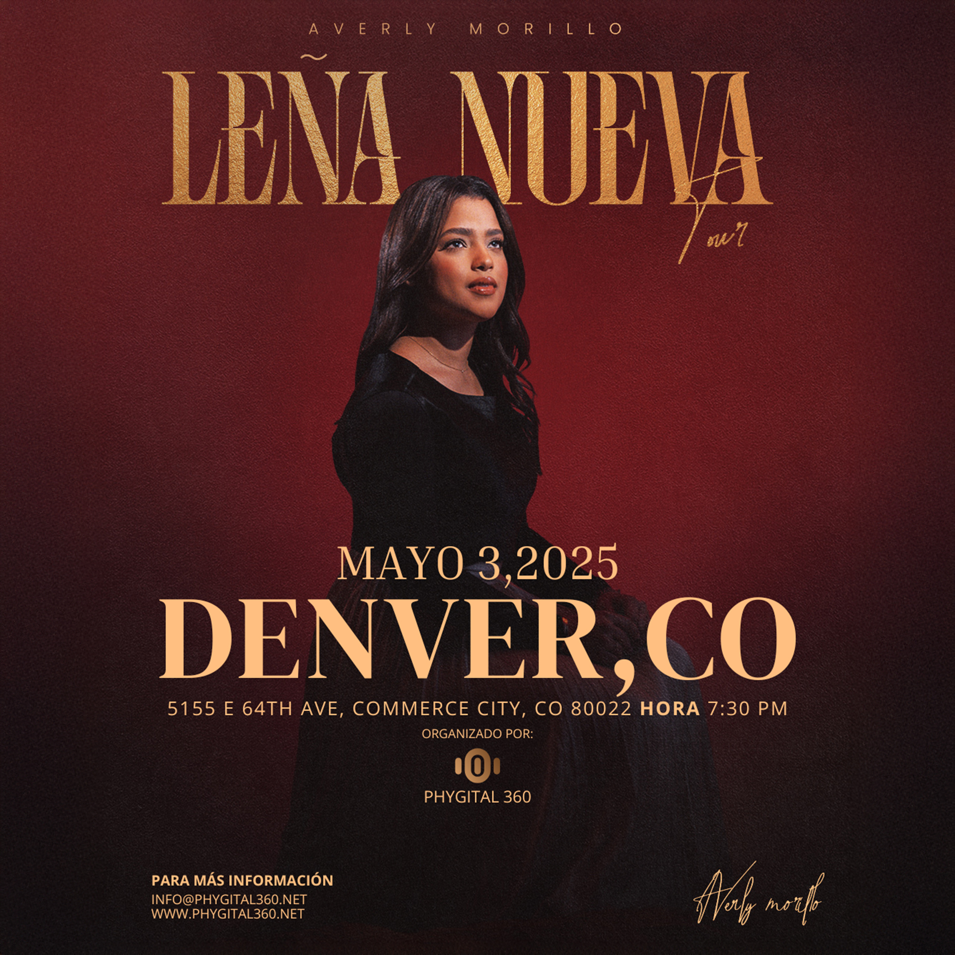 AVERLY MORILLO USA TOUR – DENVER, COLORADO 2025 NUEVA FECHA 2025 SERÁ ANUNCIADA EL 1 DE MAYO