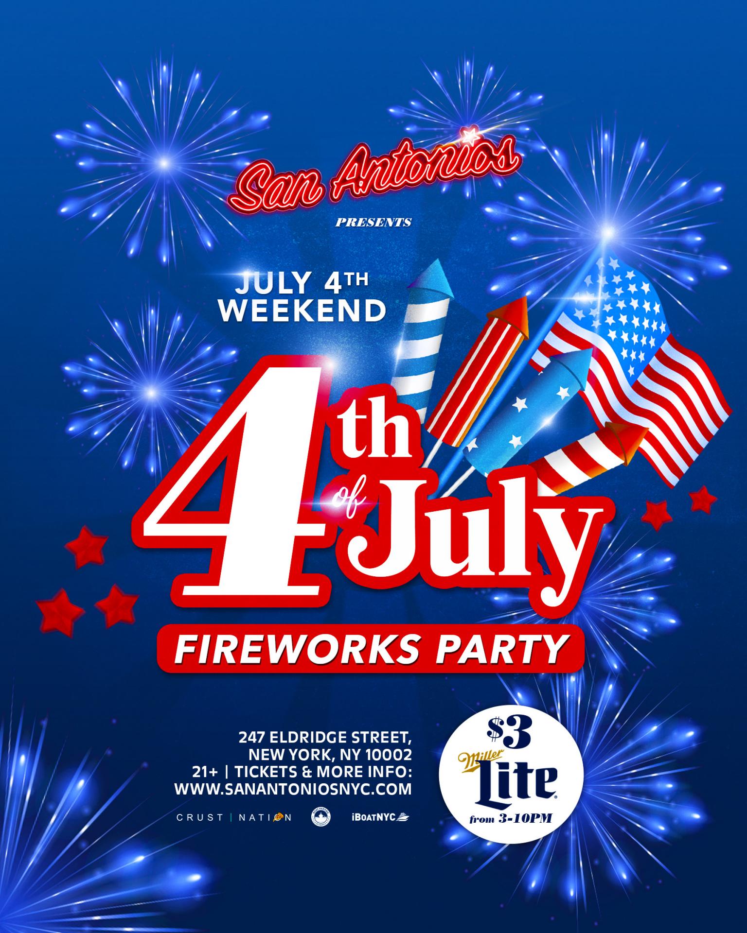 July 4th Fireworks Party @ Lower East Side NYC