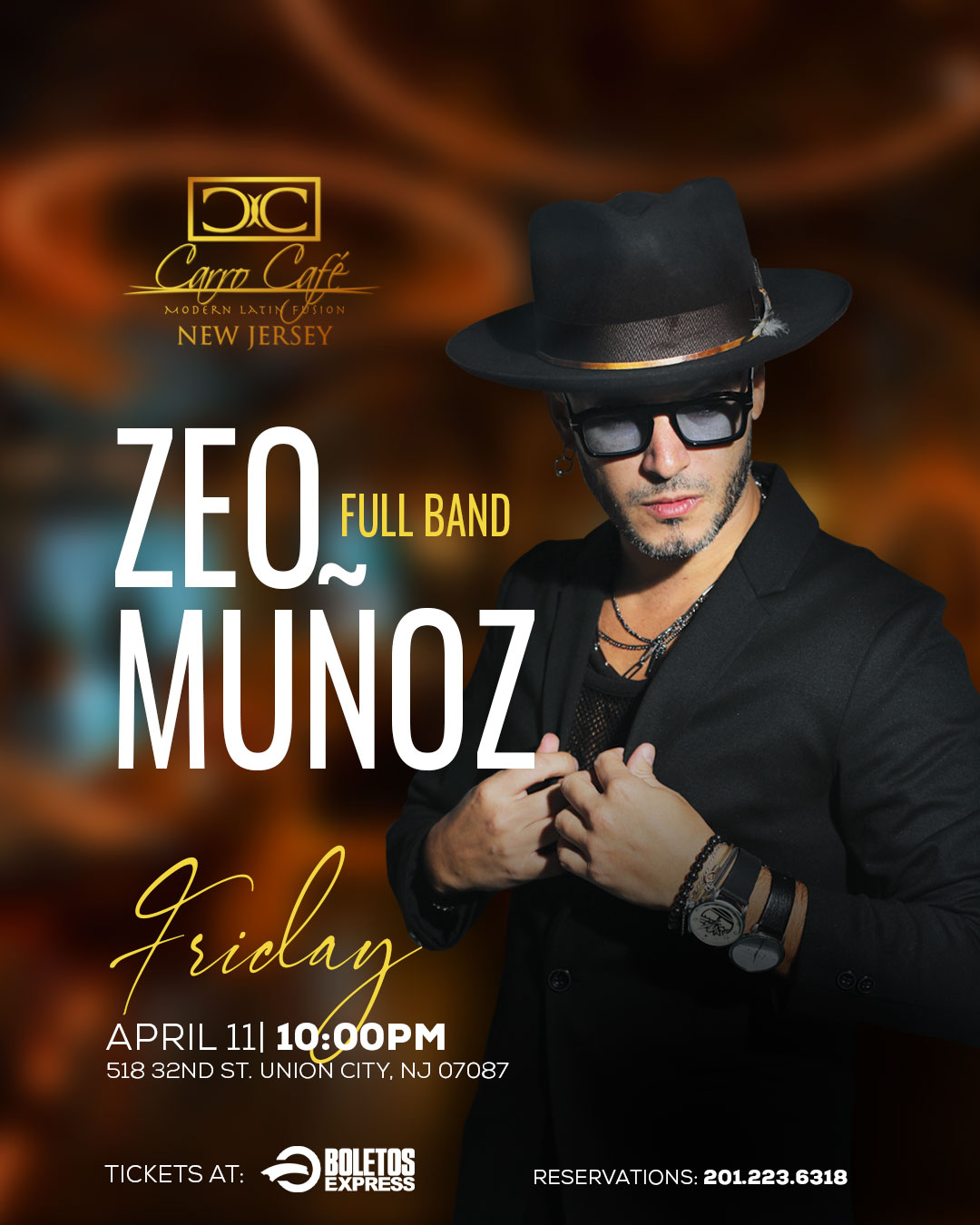 Buy tickets for Zeo Muñoz Full Band - Carro Cafe NJ Zeo Muñoz Full Band - Carro Cafe NJ