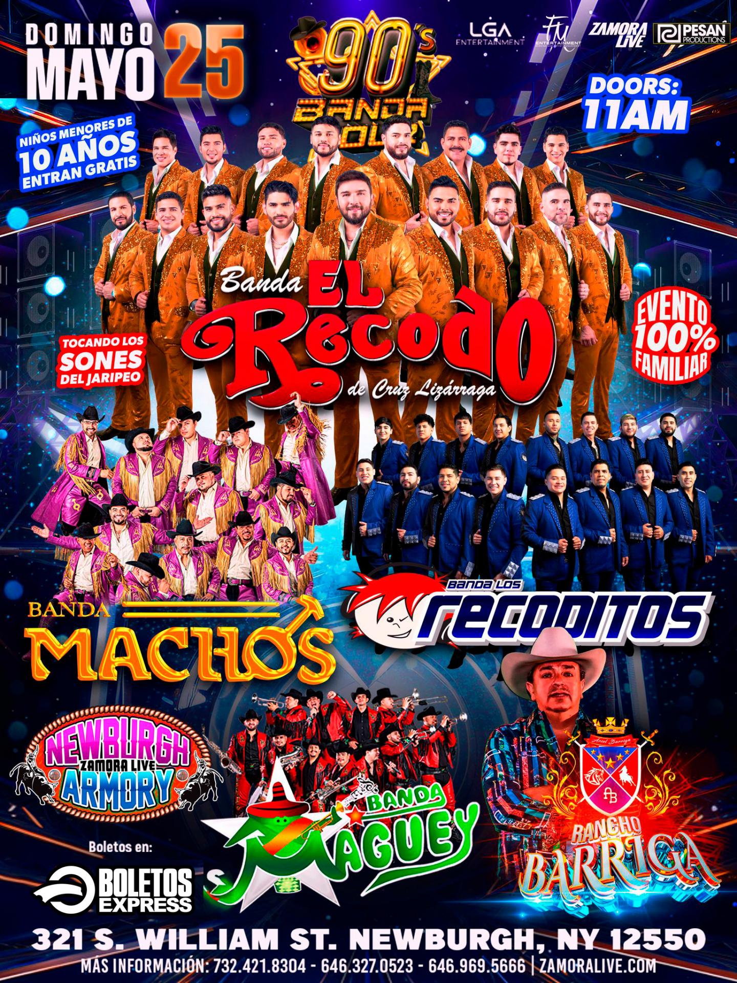 BANDA EL RECODO • BANDA LOS RECODITOS • BANDA MACHOS • BANDA MAGUEY • RANCHO BARRIGA EN NEWBURGH ARMORY