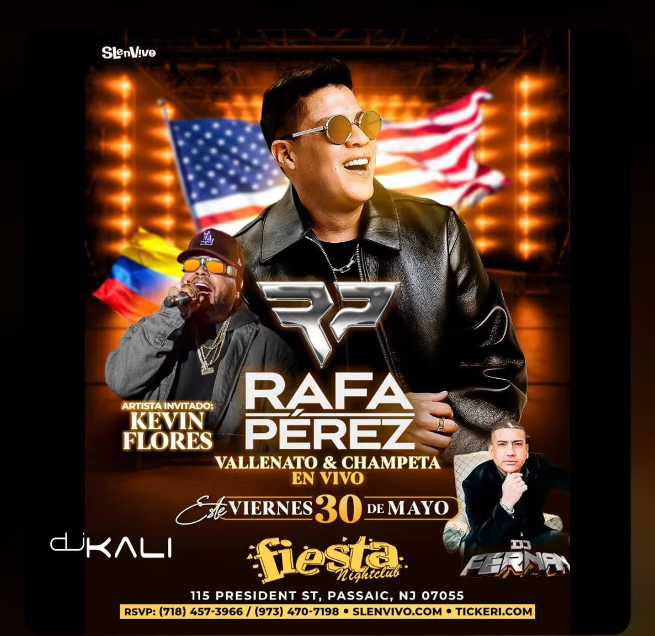 RAFA PEREZ EN NEW JERSEY, ARTISTA INVITADO: KEVIN FLORES  + DJ FERNAN,  DJ KALI