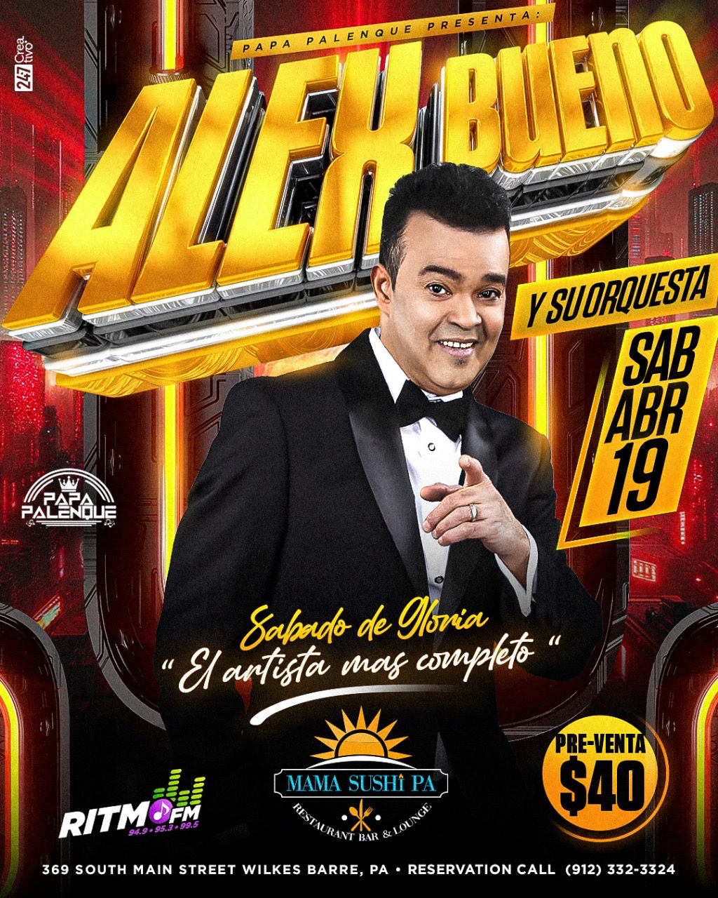Buy tickets for ALEX BUENO Y SU ORQUESTA ALEX BUENO Y SU ORQUESTA