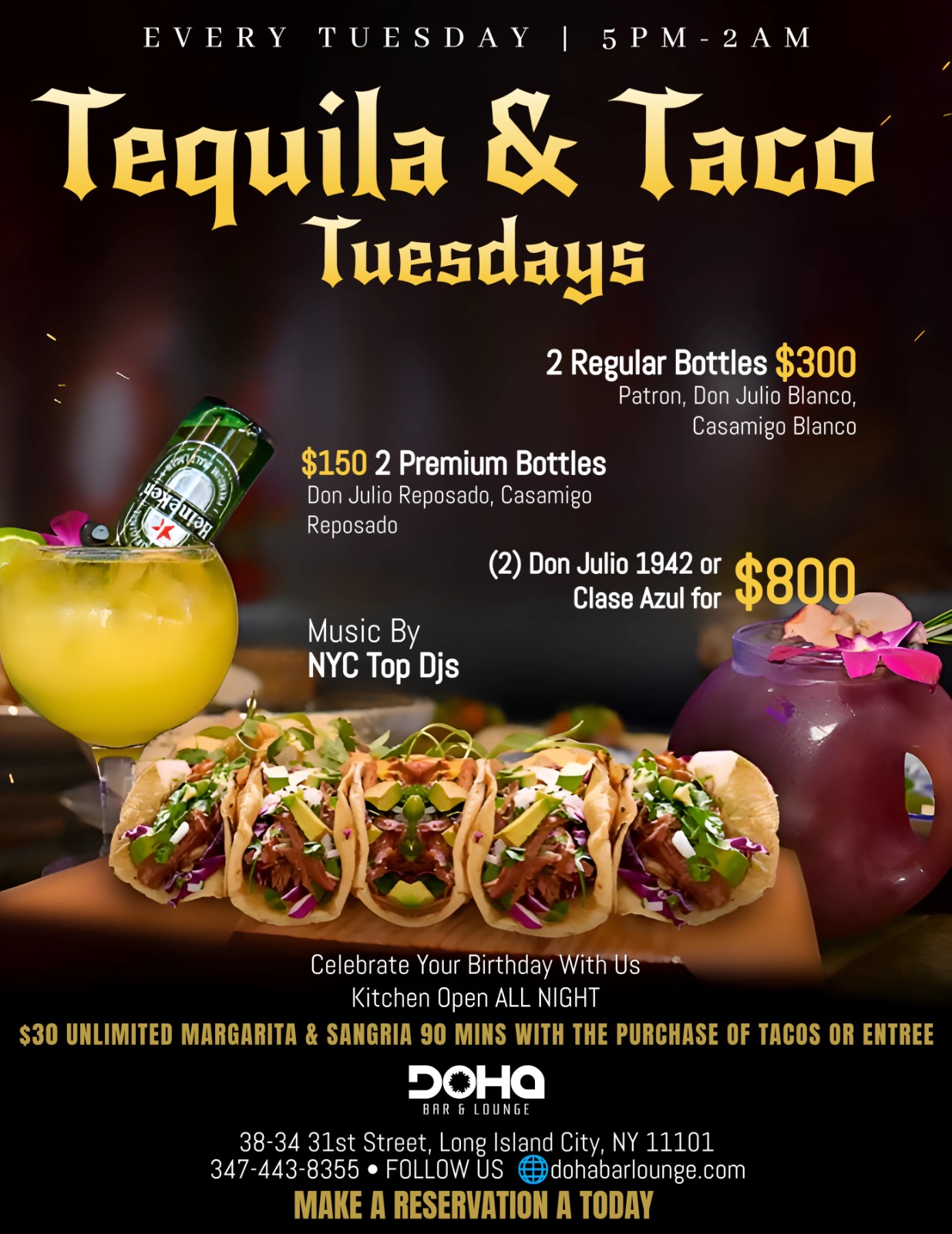 Buy tickets for Tequila & Taco Tuesdays at Doha Bar Lounge Tequila & Taco Tuesdays at Doha Bar Lounge