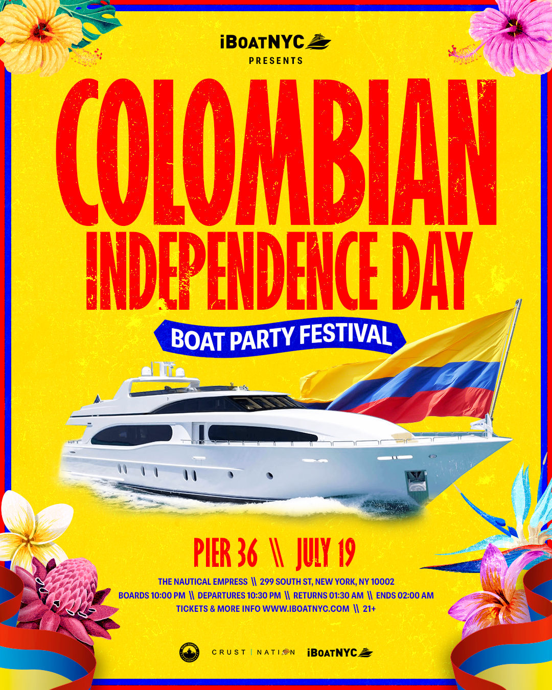Colombian Independence Day Boat Party Festival NYC