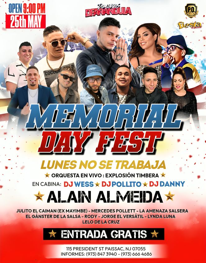 ALAIN ALMEIDA, EXPLOSION TIMBERA, JULITO EL CAIMAN, ,ERCEDES POLLETT, LA AMENAZA SALSERA, EL GANSTER DE LA SALSA Y MAS