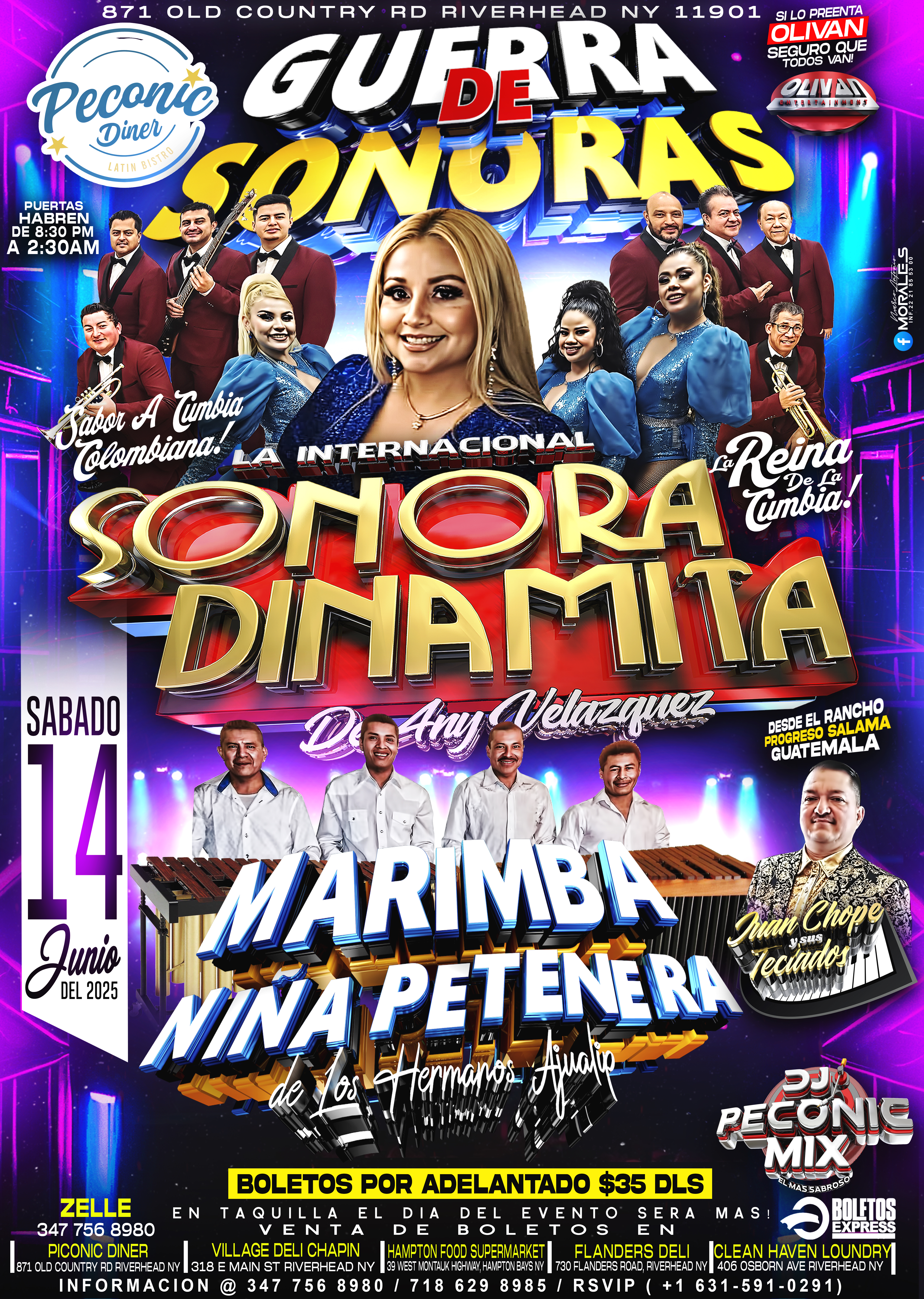 La International Sonora Dinamita Con Any Velsquez, Marimba Nina Petenera, Juanchope Y Sus Teclados