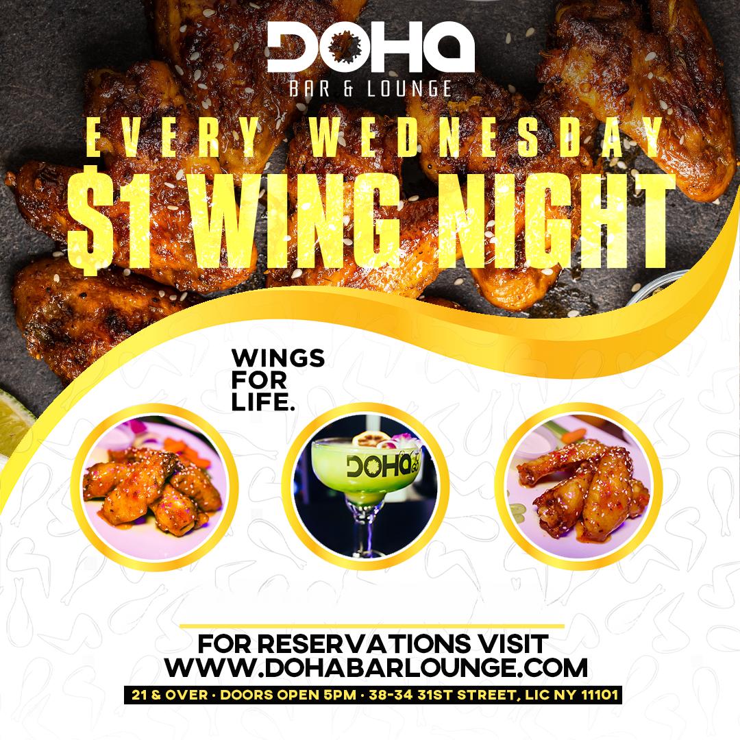 $1 Wing Wednesdays Are Back at Doha Bar Lounge!