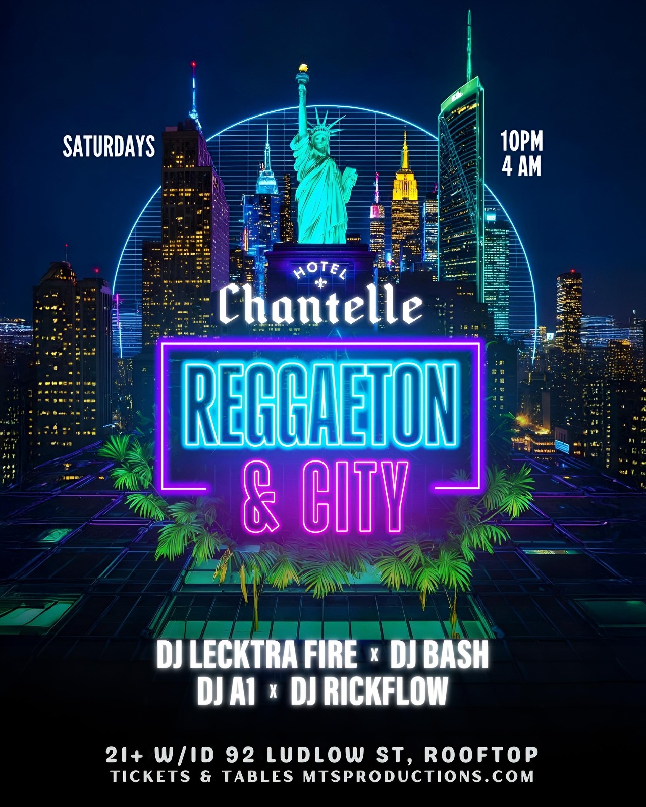 Reggaeton in the City Rooftop Party Saturday July 5 at Hotel Chantelle NYC