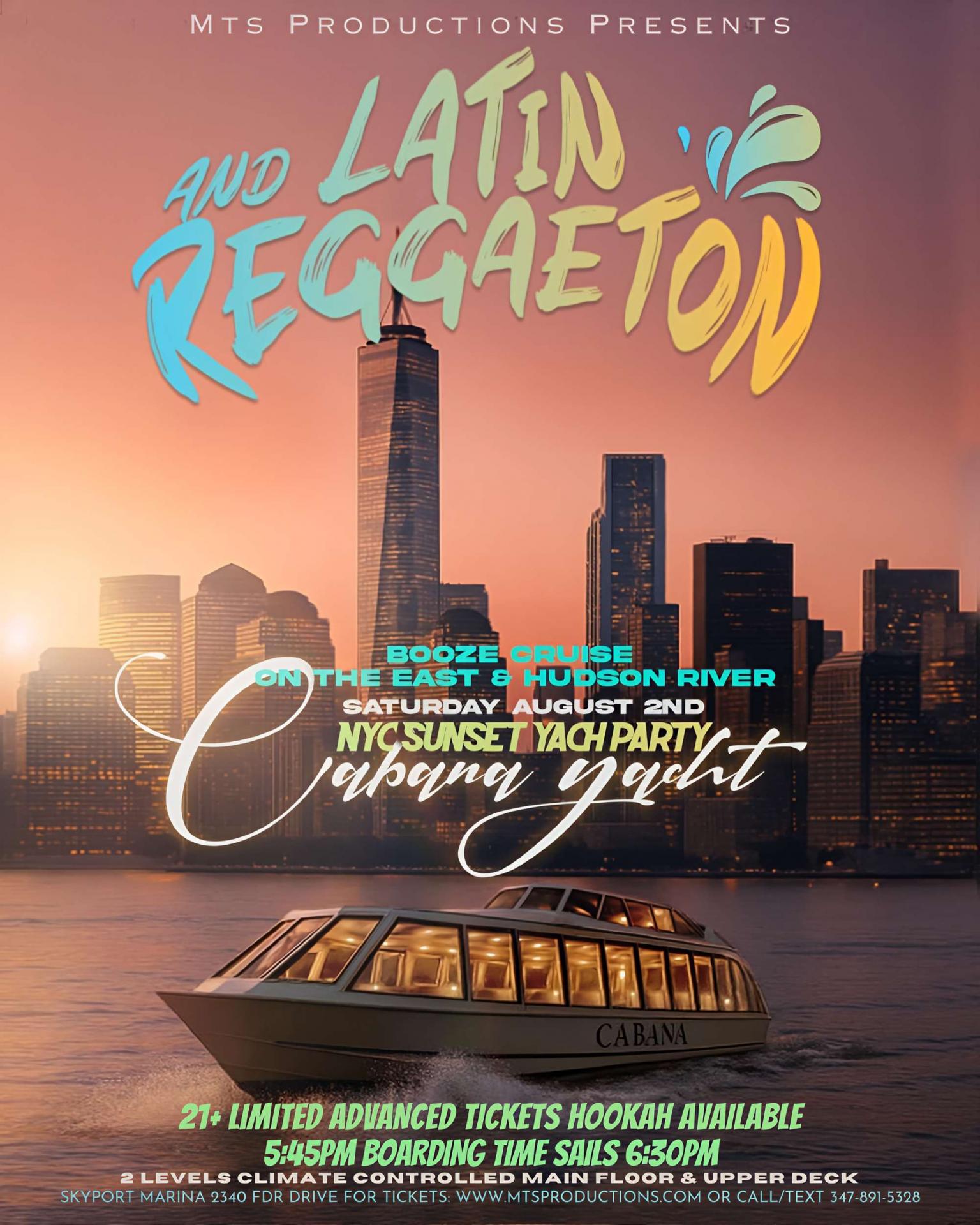Latin & Reggaeton Sunset Yacht Party – Saturday, August 2nd