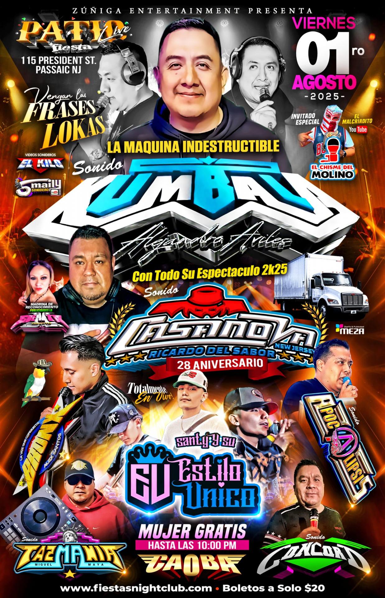 SONIDO KUMBALA, CASANOVA, TAZMANIA, APOCALIPSIS, BRONX, CAOBA, CONCORD Y EN VIVO SANTY Y SU ESTILO UNICO