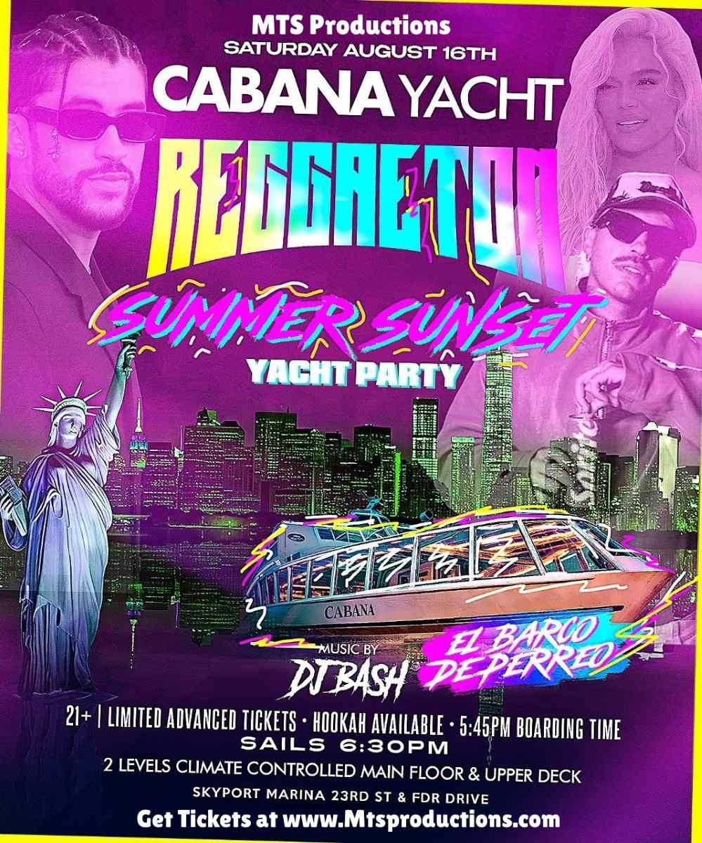 Reggaeton Summer Sunset Yacht Party NYC – Saturday August 16