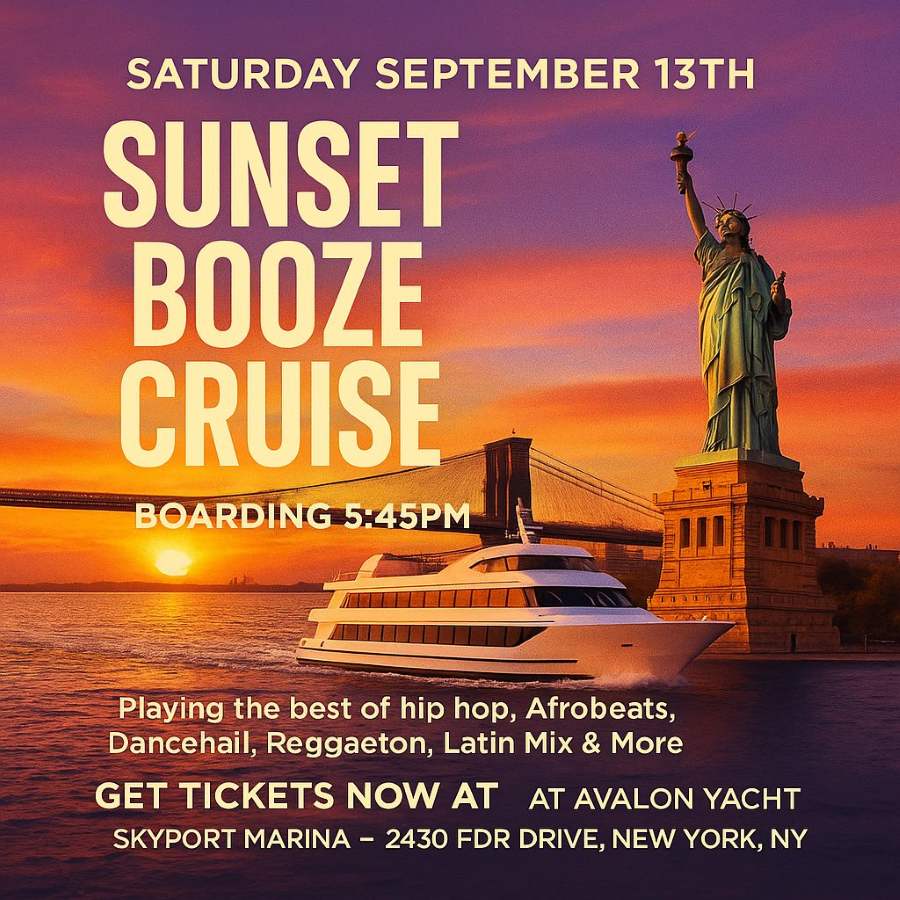 Sunset Booze Cruise NYC – Saturday, September 13th, 2025 | Avalon Yacht