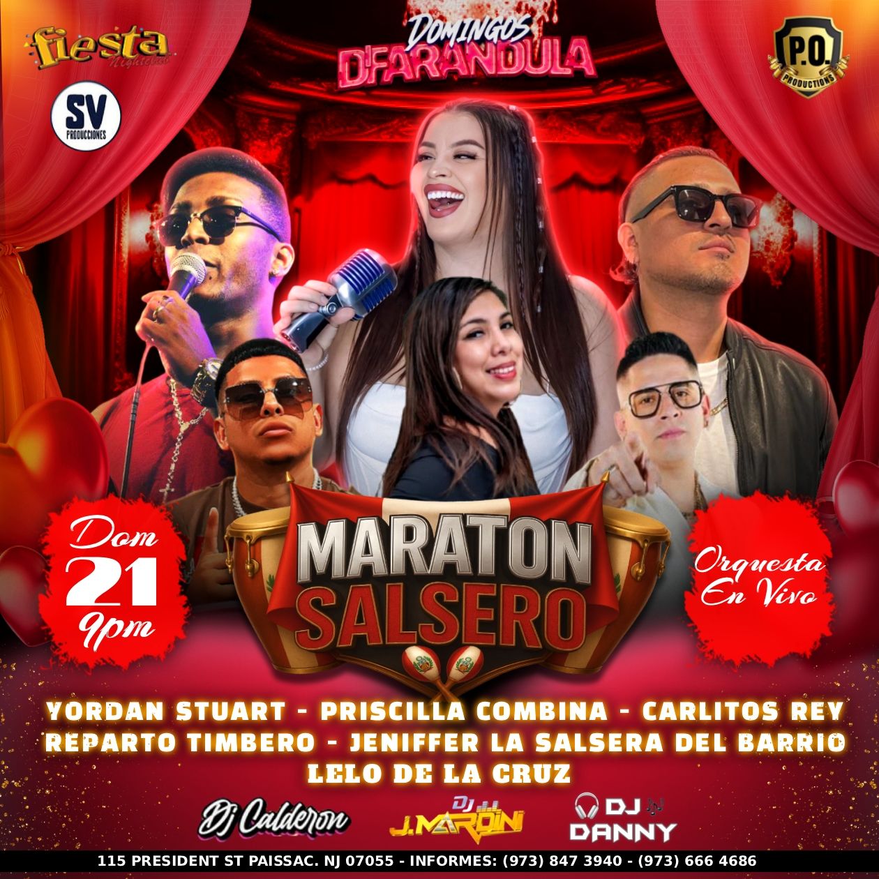 YORDAN STUART, PRISCILLA COMBINA, CARLITOS REY, REPARTO TIMBERO, JENIFFER LA SALSERA DEL BARRIO, LELO DE LA CRUZ