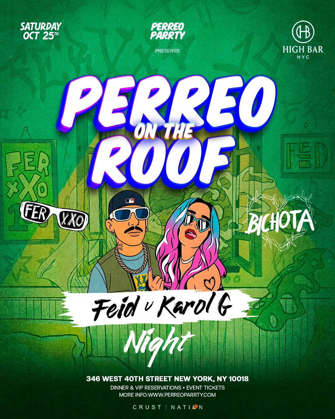 Perreo on the Roof - Feid v Karol G Tribute Night at Highbar Rooftop NYC