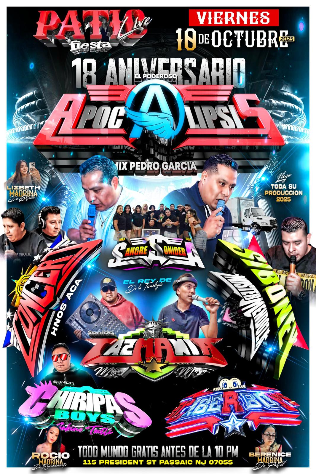 SONIDO APOCALIPSIS, CONCERT, SIBONEY, TAZMANIA, CHIRIPAS BOY, CIBERBOY, SANGRE SONIDERA