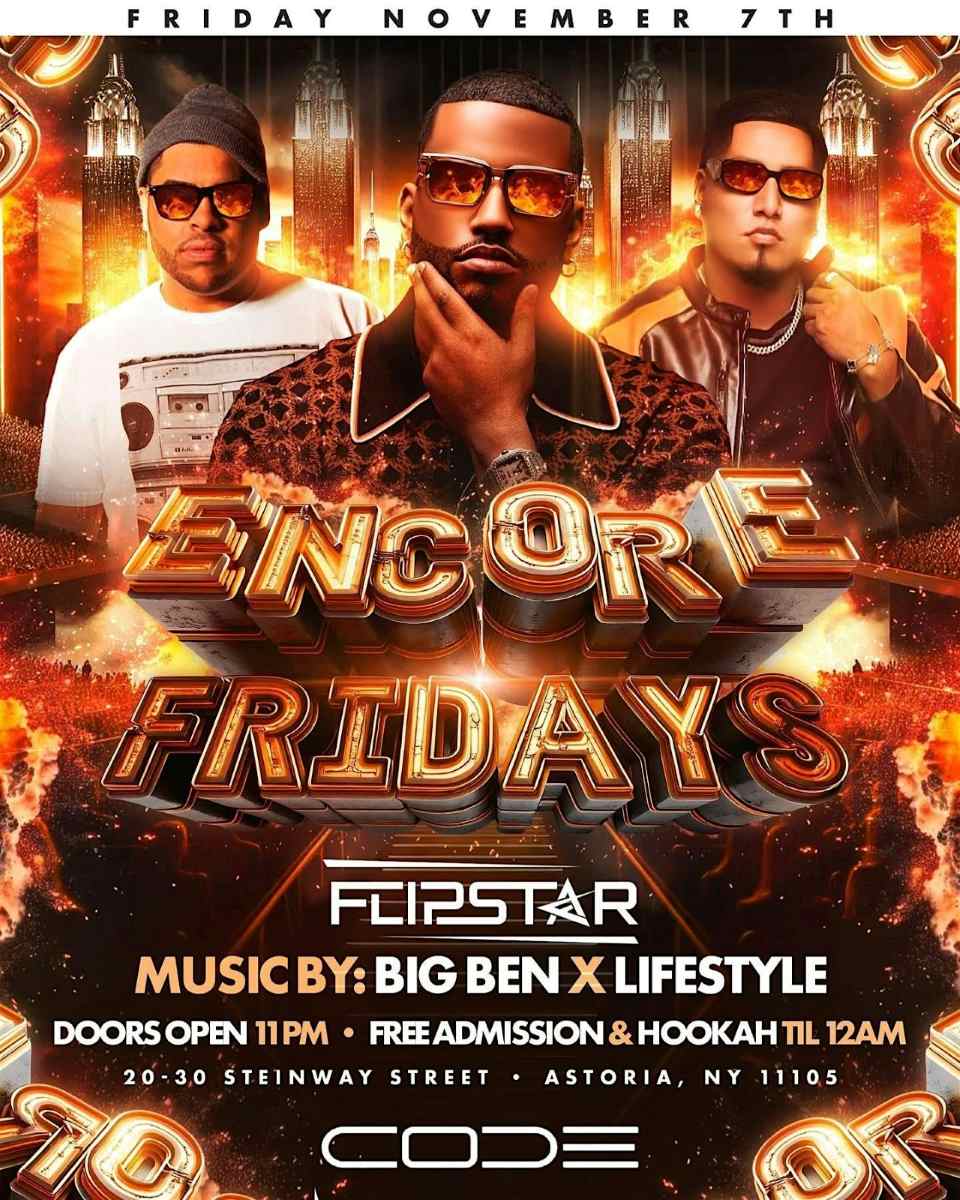 Buy tickets for CODE Astoria Fridays – Encore Fridays in Astoria Queens Nightlife CODE Astoria Fridays – Encore Fridays in Astoria Queens Nightlife