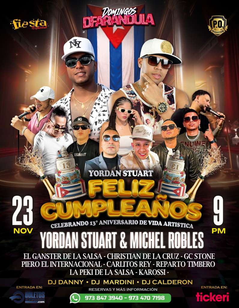 Buy tickets for YORDAN STURT Y& MICHEL ROBLES, GANSTER DE LA SALSA, CHRISTIAN DE LA CRUZ Y MUCHOS MAS YORDAN STURT Y& MICHEL ROBLES, GANSTER DE LA SALSA, CHRISTIAN DE LA CRUZ Y MUCHOS MAS
