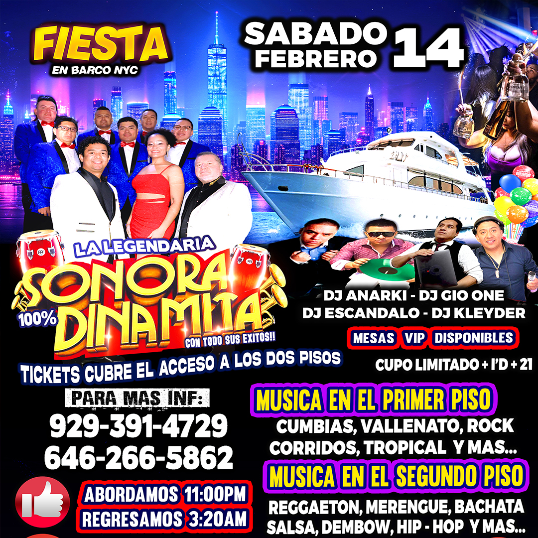SONORA DIAMITA EN BARCO + RADIO DJ'S + MANHATTAN NY