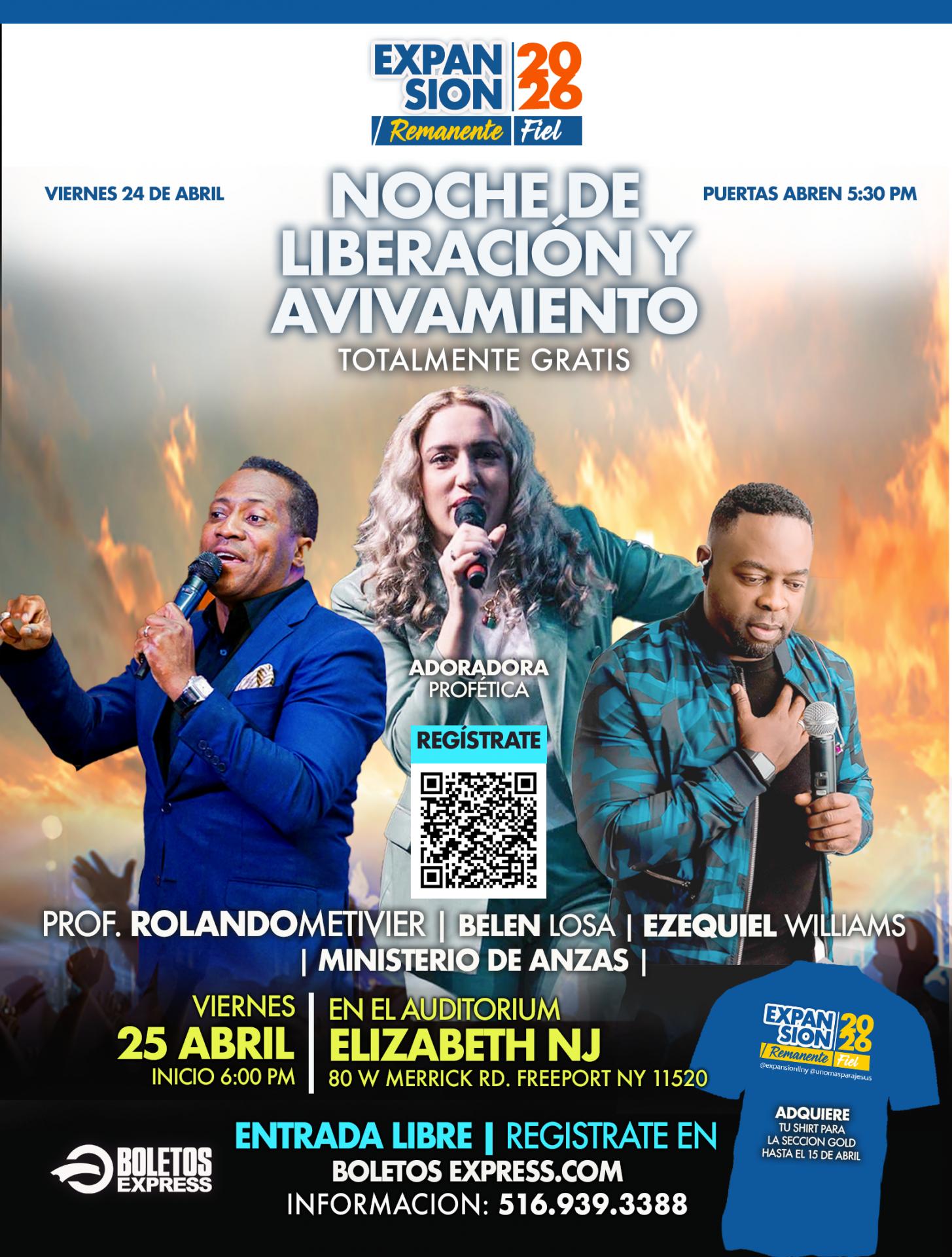 Buy tickets for EXPANSION 2026 Noche de Liberacion y Avivamiento en Elizabeth EXPANSION 2026 Noche de Liberacion y Avivamiento en Elizabeth