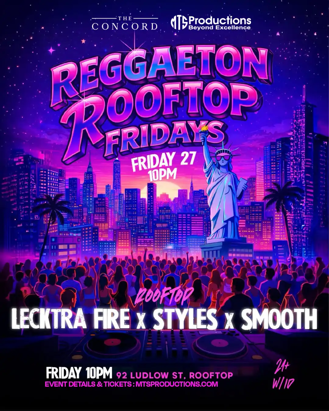 Buy tickets for Reggaeton Rooftop Fridays at Concord NYC | Friday, March 27th, 2026 Reggaeton Rooftop Fridays at Concord NYC | Friday, March 27th, 2026