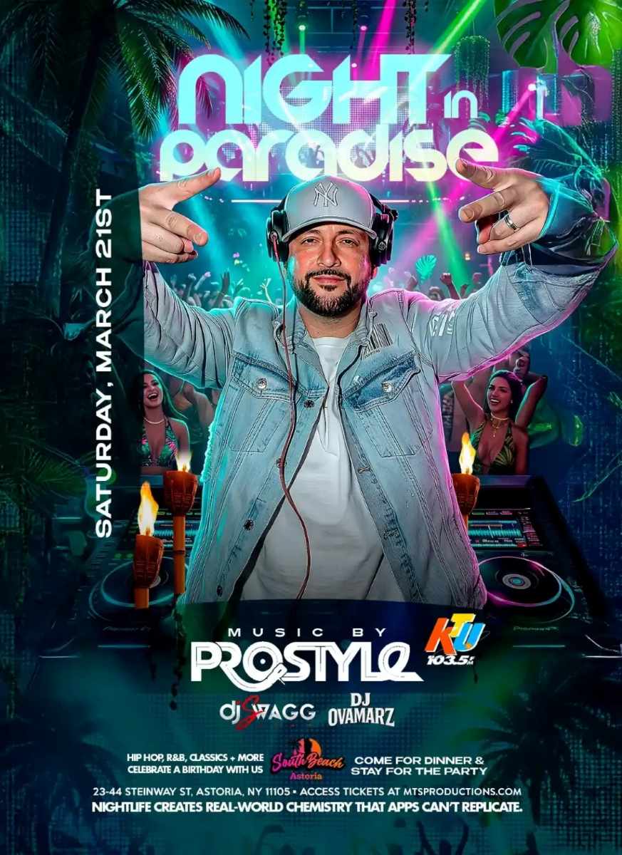 Night in Paradise at South Beach Astoria | Hip Hop & R&B Party | March 21