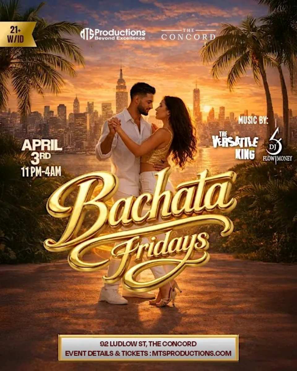 Friday Bachata Night at Concord NYC | Traditional Bachata | April 3rd