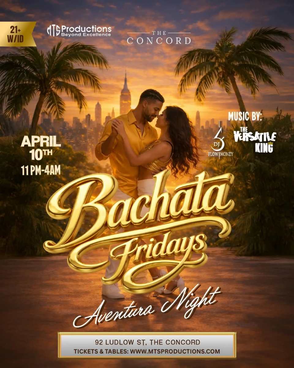Buy tickets for Friday Bachata Night at Concord NYC | Traditional Bachata | Apr 10 Friday Bachata Night at Concord NYC | Traditional Bachata | Apr 10