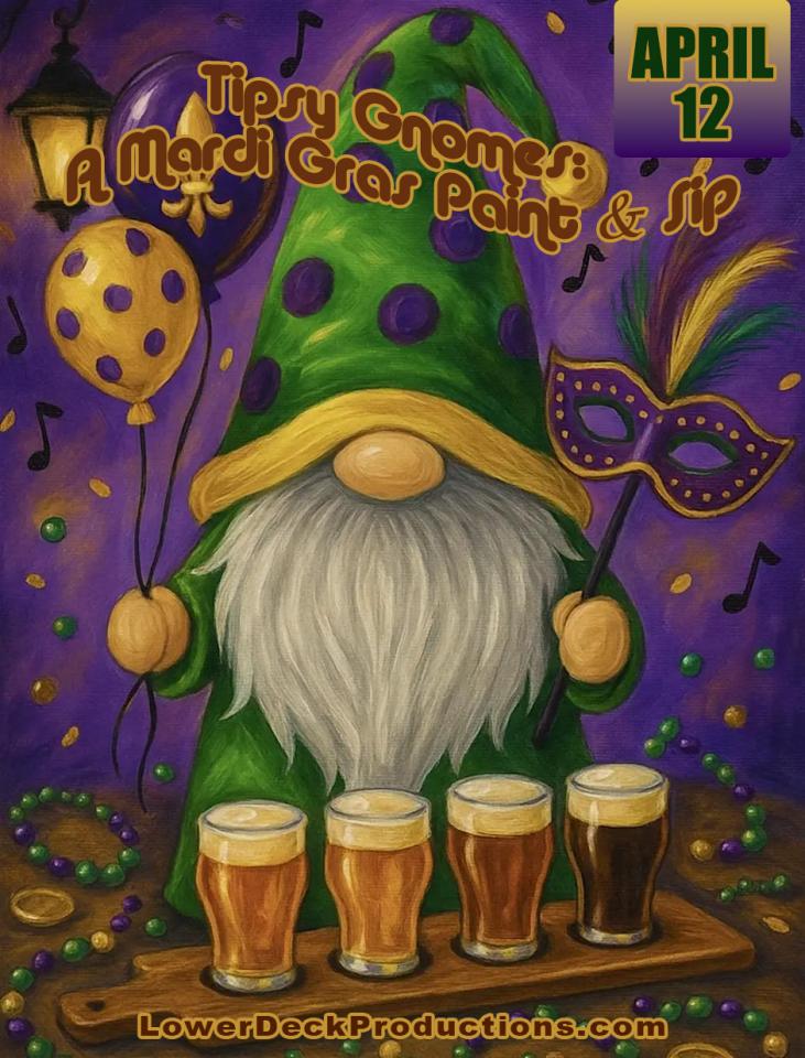 Buy tickets for Tipsy Gnomes: A Mardi Gras Paint & Sip Encore Tipsy Gnomes: A Mardi Gras Paint & Sip Encore