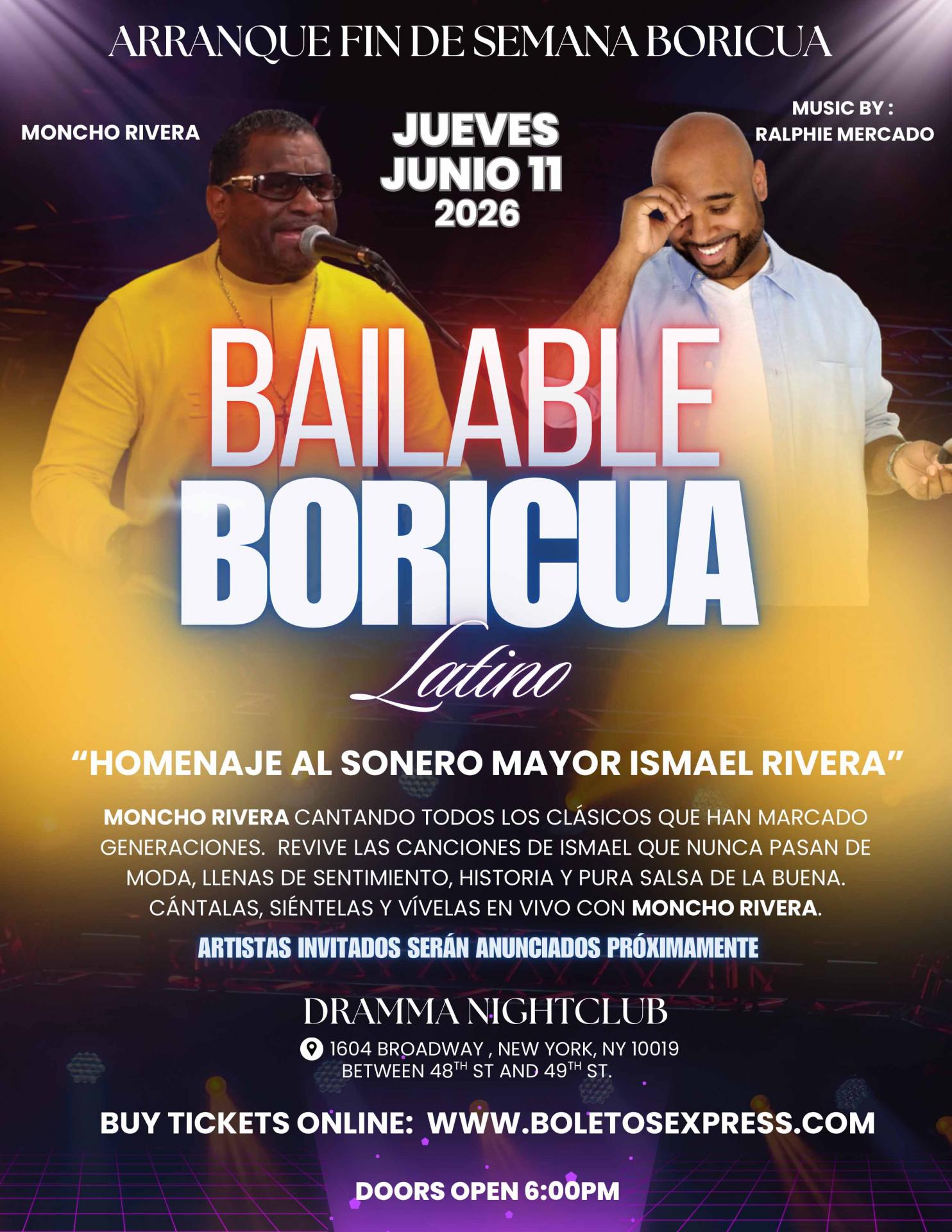 Buy tickets for Moncho Rivera, homenaje al sonero mayor Ismael Rivera Moncho Rivera, homenaje al sonero mayor Ismael Rivera