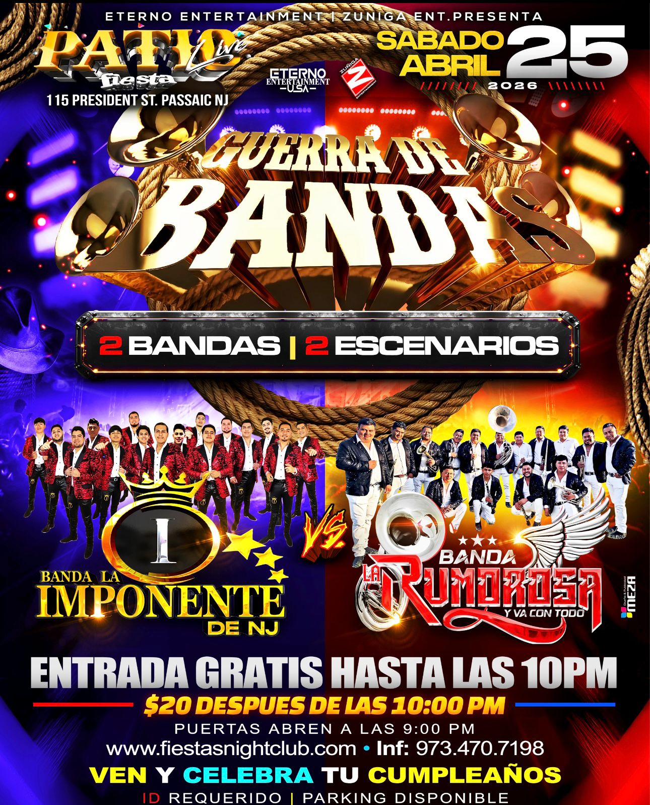Buy tickets for GUERRA DE BANDAS, 2 BANDAS, 2 ESCENARIOS GUERRA DE BANDAS, 2 BANDAS, 2 ESCENARIOS