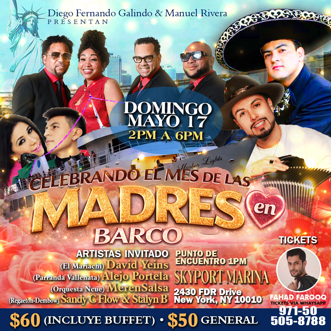 Buy tickets for Dia de las Madres en Barco - Merengue, Salsa, Mariachi, Vallenato, Reggaeton Dia de las Madres en Barco - Merengue, Salsa, Mariachi, Vallenato, Reggaeton