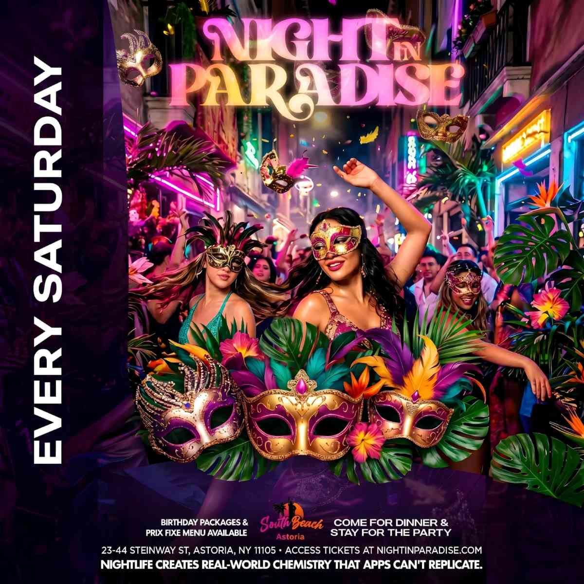 Buy tickets for Night in Paradise Saturdays at South Beach Astoria – May 2 Night in Paradise Saturdays at South Beach Astoria – May 2