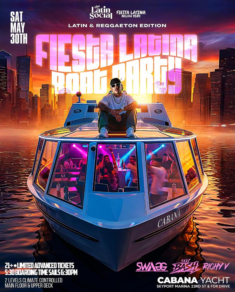Buy tickets for FIESTA LATINA: SUNSET CRUISE PARTY: EN ALTO MAR FIESTA LATINA: SUNSET CRUISE PARTY: EN ALTO MAR