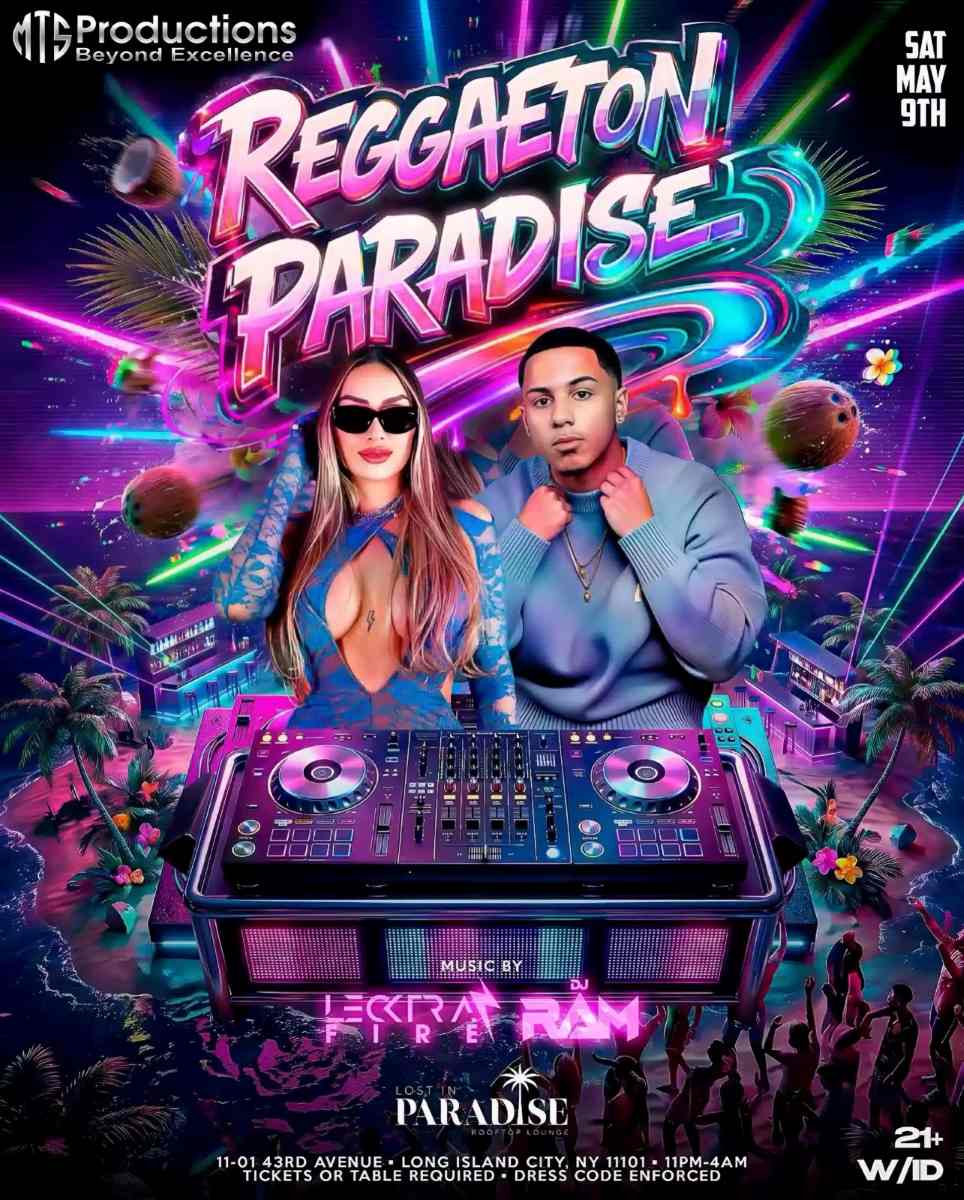 Reggaeton Paradise Rooftop Party – Lost in Paradise, Queens – May 9