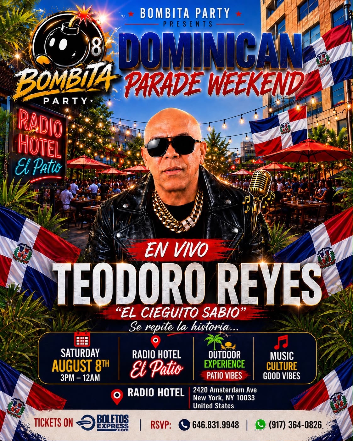Bombita Party Dominican Parade Weekend Teodoro Reyes “El Cieguito Sabio”