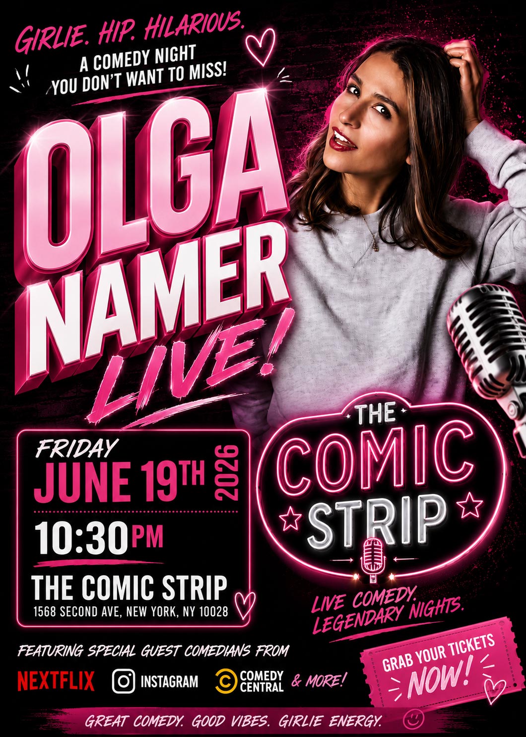 OLGA NAMER - Friday, June 19th Comedy Show at Comic Strip Live