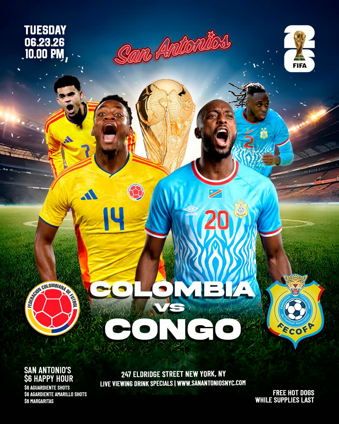 Buy tickets for FIFA WORLD CUP 2026 WATCH PARTY: COLOMBIA vs CONGO at San Antonios FIFA WORLD CUP 2026 WATCH PARTY: COLOMBIA vs CONGO at San Antonios