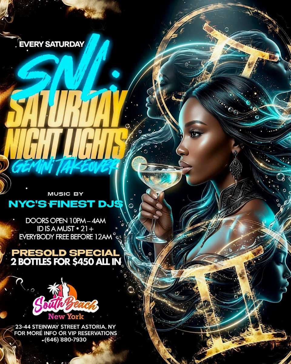 Buy tickets for Saturday Night Lights at South Beach Astoria – Gemini Takeover Saturday Night Lights at South Beach Astoria – Gemini Takeover